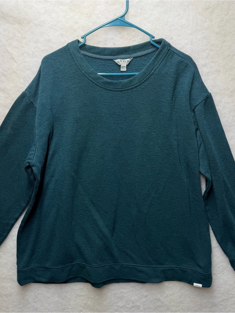 Orvis Women’s Sweatshirt Crew Neck Pullover Dark Green Soft Modal Blend XL